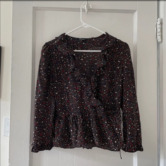 Madewell Silk Ruffle-Hem Wrap Top - Picture 2 of 3